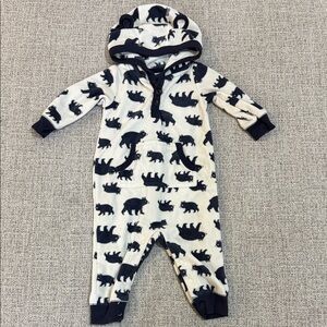 Carter's Black and Cream Bear Print Footie